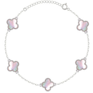 SREBRNA RODOWANA BRANSOLETKA ANKIER PIĘĆ KONICZYNEK 925 – 1,3MM