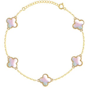 POZŁACANA SREBRNA BRANSOLETKA ANKIER PIĘĆ KONICZYNEK 585 – 1,3MM