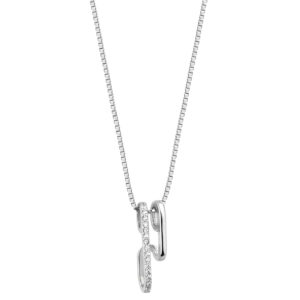 SREBRNY RODOWANY NASZYJNIK KOSTKA Z OGNIWEM WYSADZANYM CYRKONIAMI 925 – 0,8MM