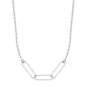 SREBRNY RODOWANY NASZYJNIK ANKIER Z GEOMETRYCZNYMI OGNIWAMI 925 - 0,7MM