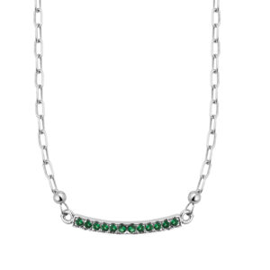 SREBRNY RODOWANY NASZYJNIK ANKIER Z ZIELONYMI CYRKONIAMI 925 - 2,2MM