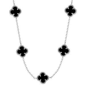 SREBRNY RODOWANY NASZYJNIK ANKIER Z CZARNYMI KONICZYNKAMI 925 – 0,6MM