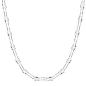 SREBRNY RODOWANY NASZYJNIK PODWÓJNY ANKIER Z OGNIWAMI 925 - 0,7MM