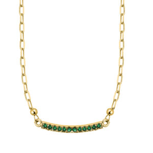 SREBRNY POZŁACANY NASZYJNIK ANKIER Z ZIELONYMI CYRKONIAMI 925 585 - 2,2MM