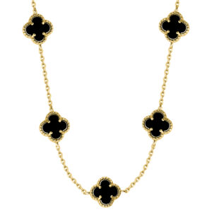 SREBRNY POZŁACANY NASZYJNIK ANKIER Z CZARNYMI KONICZYNKAMI 925 – 0,6MM