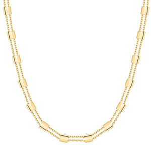 SREBRNY POZŁACANY NASZYJNIK PODWÓJNY ANKIER Z OGNIWAMI 925 585 - 0,7MM