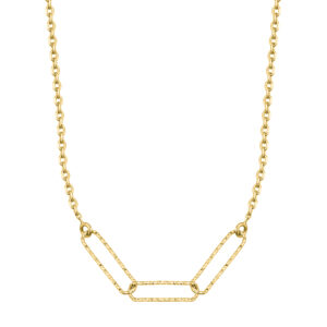 SREBRNY POZŁACANY NASZYJNIK ANKIER Z GEOMETRYCZNYMI OGNIWAMI 925 585 - 0,7MM