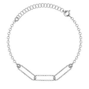 SREBRNA RODOWANA BRANSOLETKA ANKIER Z OZDOBNYMI OGNIWAMI 925 – 0,7MM