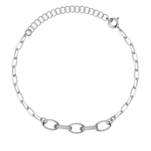 SREBRNA RODOWANA BRANSOLETKA PANCERKA Z OGNIWAMI WYSADZANYMI CYRKONIAMI 925 – 2,8MM