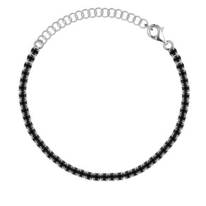 SREBRNA RODOWANA BRANSOLETKA TENISOWA Z CZARNYMI CYRKONIAMI 925 – 2,2MM