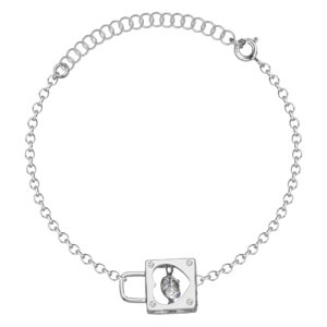 SREBRNA RODOWANA BRANSOLETKA ANKIER Z KŁÓDKĄ I CYRKONIĄ 925 – 1,3MM