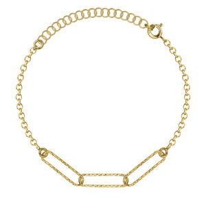 SREBRNA POZŁACANA BRANSOLETKA ANKIER Z OZDOBNYMI OGNIWAMI 925 585 – 0,7MM