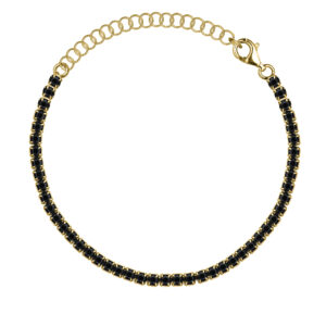 SREBRNA POZŁACANA BRANSOLETKA TENISOWA Z CZARNYMI CYRKONIAMI 925 585 – 2,2MM