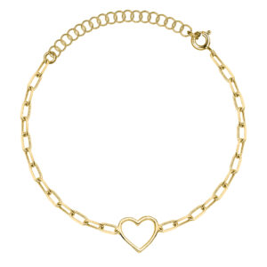 SREBRNA POZŁACANA BRANSOLETKA ANKIER Z SERDUSZKIEM 925 585 – 2,2MM
