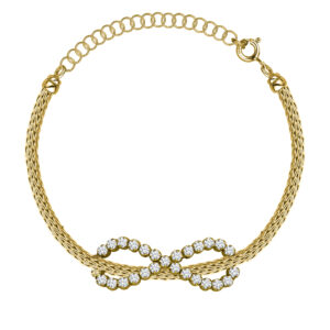 SREBRNA POZŁACANA BRANSOLETKA Z NIESKOŃCZONOŚCIĄ I CYRKONIAMI 925 585 - 2MM