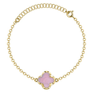 SREBRNA POZŁACANA BRANSOLETKA ANKIER Z RÓŻOWĄ KONICZYNKĄ 925 585 – 2MM