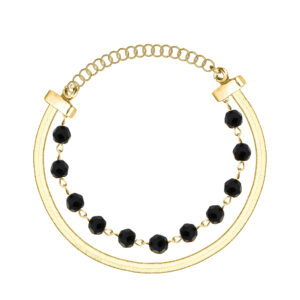 SREBRNA POZŁACANA BRANSOLETKA TAŚMA Z KAMIENIAMI NATURALNYMI 925 585 – 3,1MM