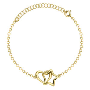 SREBRNA POZŁACANA BRANSOLETKA ANKIER Z POŁĄCZONYM SERCEM I GWIAZDKĄ 925 585 – 1,7MM