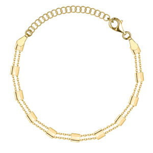 SREBRNA POZŁACANA BRANSOLETKA PODWÓJNY ANKIER Z OGNIWAMI 925 585 – 0,7MM