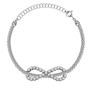 SREBRNA RODOWANA BRANSOLETKA Z NIESKOŃCZONOŚCIĄ I CYRKONIAMI 925 - 2MM