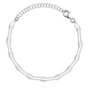 SREBRNA RODOWANA BRANSOLETKA PODWÓJNY ANKIER Z OGNIWAMI 925 – 0,7MM