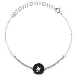 SREBRNA RODOWANA BRANSOLETKA KOSTKA Z DWIEMA GWIAZDKAMI I OGNIWAMI WYSADZANYMI CYRKONIAMI 925 – 1MM