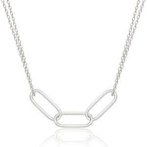 SREBRNY NASZYJNIK PODWÓJNY ANKIER Z GEOMETRYCZNYMI OGNIWAMI 925 - 0,7MM