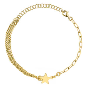 SREBRNA POZŁACANA BRANSOLETKA PODWÓJNA PANCERKA / ANKIER Z SERCEM 925 585 – 1,6MM