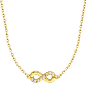 SREBRNY POZŁACANY NASZYJNIK ANKIER Z NIESKOŃCZONOŚCIĄ I CYRKONIAMI 925 585 - 1MM