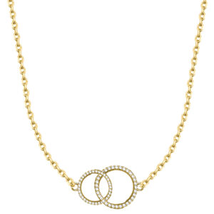 SREBRNY POZŁACANY NASZYJNIK ANKIER Z PRZEPLATANYMI KÓŁKAMI I CYRKONIAMI 925 585 - 1,5MM