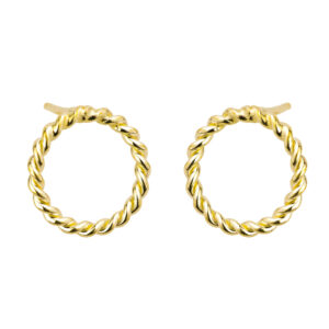 SREBRNE POZŁACANE KOLCZYKI PRZEPLATANE KOŁO 925 585