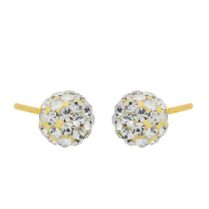 SREBRNE POZŁACANE KOLCZYKI Z KULKI Z CYRKONIAMI 925 585