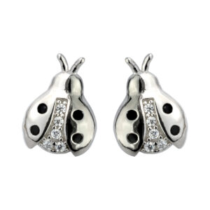 SREBRNE RODOWANE KOLCZYKI BIEDRONKA 925