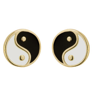 SREBRNE POZŁACANE KOLCZYKI YIN YANG 925 585