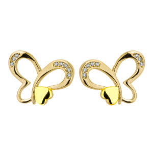 SREBRNE POZŁACANE KOLCZYKI MOTYL Z CYRKONIAMI 925 585