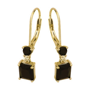 SREBRNE POZŁACANE KOLCZYKI Z CZARNYMI KAMIENIAMI NATURALNYMI 925 585