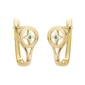 SREBRNE POZŁACANE KOLCZYKI Z MOTYWEM GWIAZDKI Z NIEBIESKĄ CYRKONIĄ 925 585