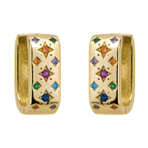 SREBRNE POZŁACANE KOLCZYKI Z KOLOROWYMI CYRKONIAMI 925 585