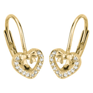 SREBRNE POZŁACANE KOLCZYKI W KSZTAŁCIE SERCA Z CYRKONIAMI 925 585