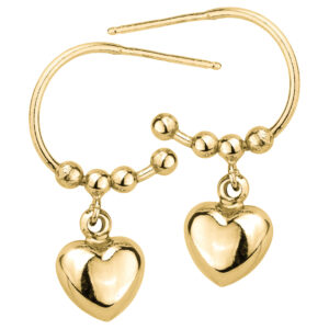 SREBRNE POZŁACANE KOLCZYKI SERCE Z OZDOBNYMI KULKAMI 925 585