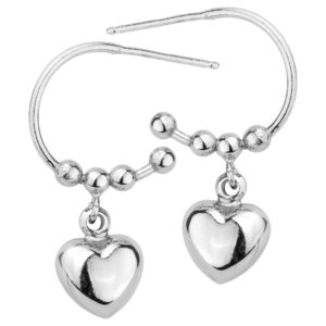 SREBRNE RODOWANE KOLCZYKI SERCE Z OZDOBNYMI KULKAMI 925