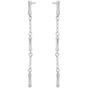 SREBRNE RODOWANE KOLCZYKI WISZĄCE NA ŁAŃCUSZKU Z OGNIWAMI 925