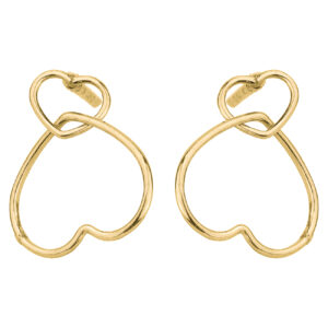 SREBRNE POZŁACANE KOLCZYKI PRZEPLATANE SERCA 925 585