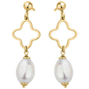 SREBRNE POZŁACANE KOLCZYKI WISZĄCE KONICZYNKA Z BIAŁYM KAMIENIEM NATURALNYM 925 585