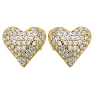 SREBRNE POZŁACANE KOLCZYKI W KSZTAŁCIE SERCA Z CYRKONIAMI 925 585