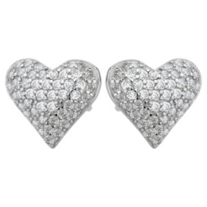 SREBRNE KOLCZYKI W KSZTAŁCIE SERCA Z CYRKONIAMI 925