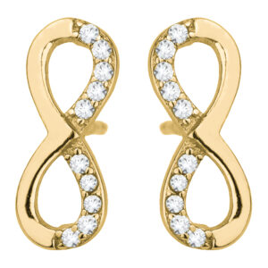 SREBRNE POZŁACANE KOLCZYKI NIESKOŃCZONOŚĆ Z CYRKONIAMI 925 585