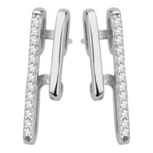 SREBRNE RODOWANE KOLCZYKI W KSZTAŁCIE LICZBY 9 Z CYRKONIAMI 925