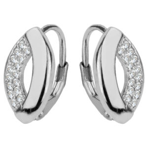 SREBRNE RODOWANE PÓŁOKRĄGŁE OZDOBIONE CYRKONIAMI 925