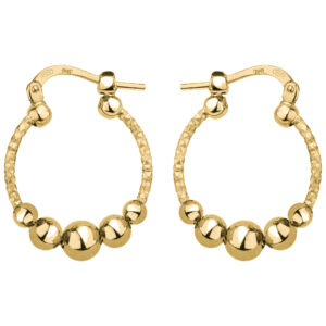 SREBRNE POZŁACANE KOLCZYKI OKRĄGŁE Z OZDOBNYMI KULKAMI 925 585